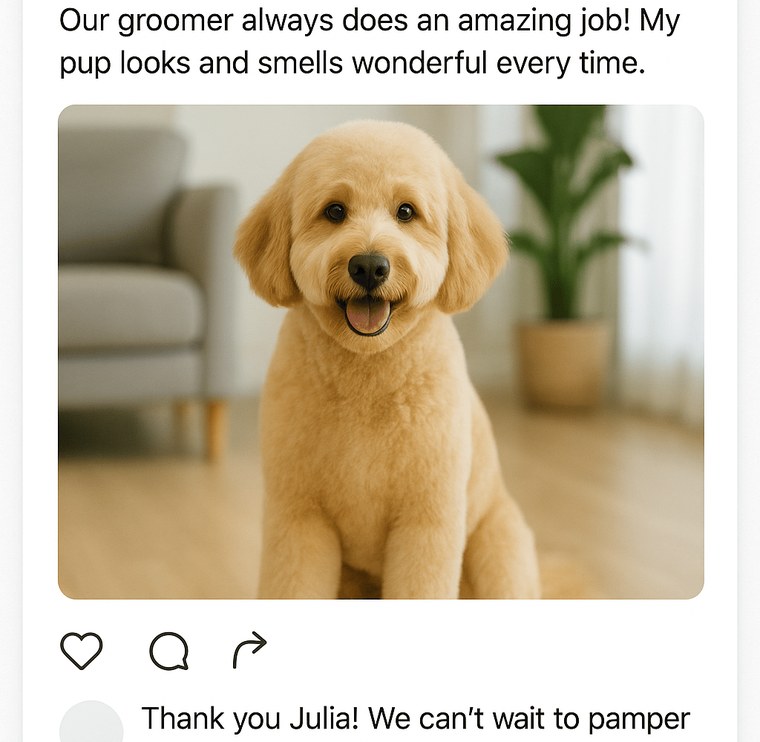 Automated reply posted to a customer review